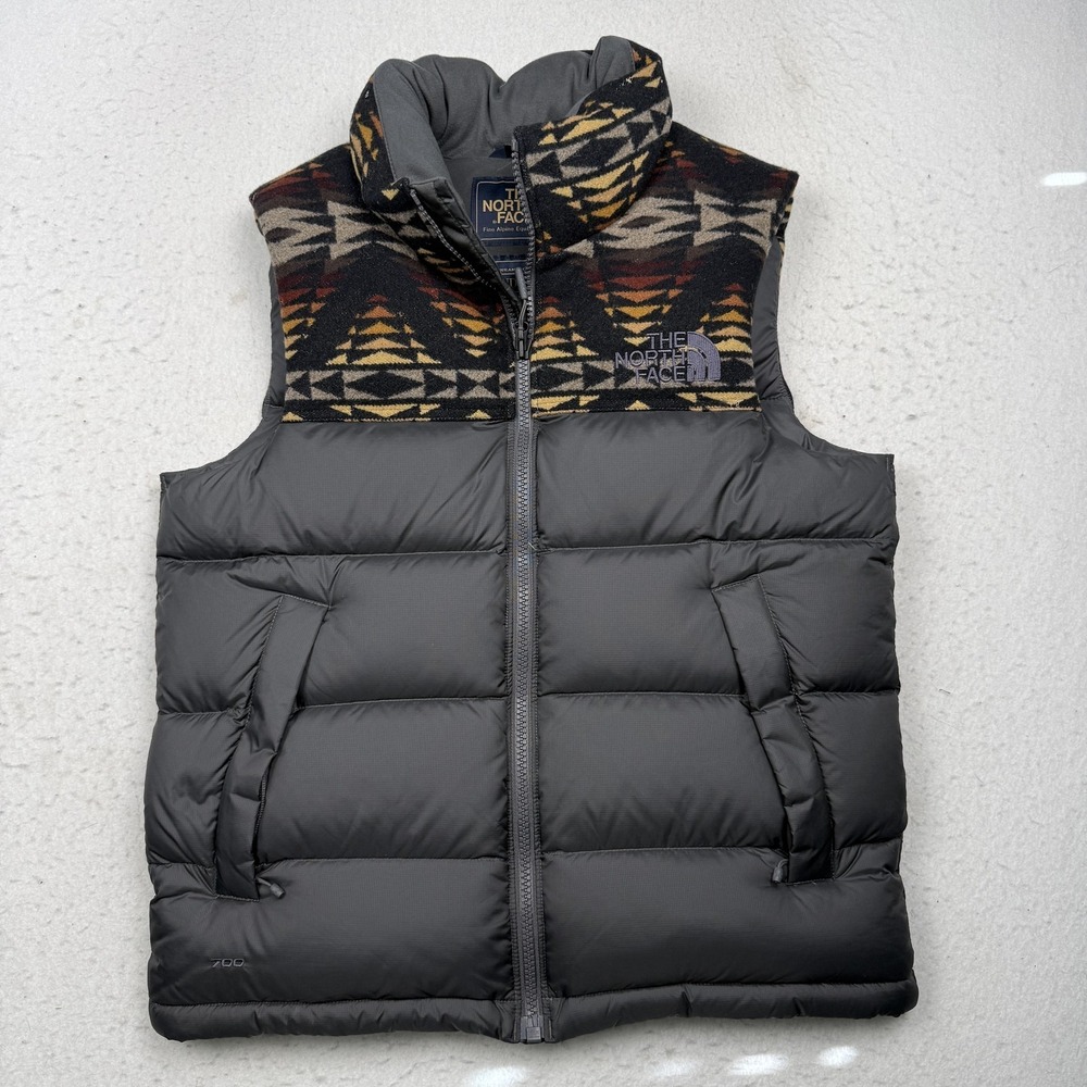 The North Face Vest Mens Medium Gray Pendleton Wool Down Puffer 700 Fill - Picture 1 of 14